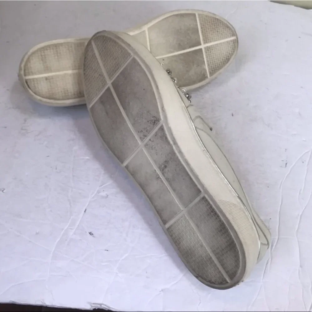 Stuart Weitzman Pearl Embellished Leather SlipOn Platform Sneakers Shoe Slides 7 - Picture 8 of 16